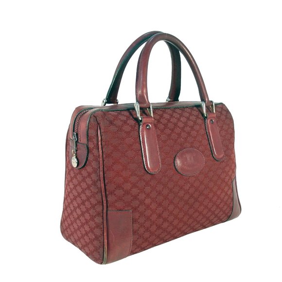 CELINE Vintage Bordeaux Macadam Canvas Boston Bag - Picture 3 of 13